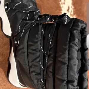 Sorel Black Quilted Lace-Up Winter Rain Boots with White Sole